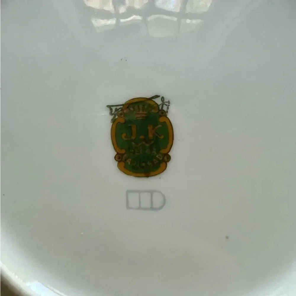 Vintage JK Carlsbad Colonial Blue And Gold China Decorative Plate 6.5 x 6.5